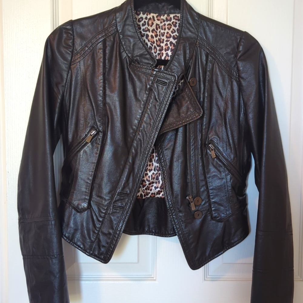 Lamb leather jacket/ best quality leather xs/black